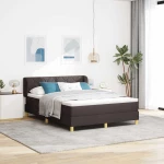 vidaXL Κρεβάτι με Στρώμα Σκούρο Καφέ 140x200 cm Υφάσματα