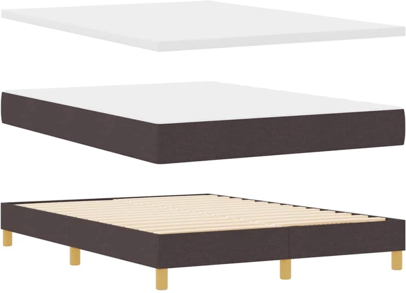 vidaXL Κρεβάτι με Στρώμα Σκούρο Καφέ 140x200 cm Υφάσματα
