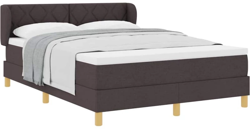 vidaXL Κρεβάτι με Στρώμα Σκούρο Καφέ 140x200 cm Υφάσματα