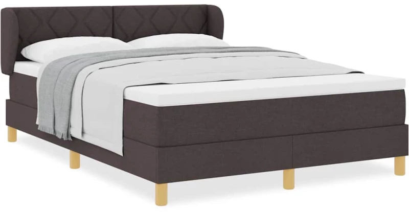 vidaXL Κρεβάτι με Στρώμα Σκούρο Καφέ 140x200 cm Υφάσματα