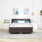 vidaXL Κρεβάτι με Στρώμα Σκούρο Καφέ 140x200 cm Υφάσματα