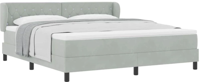 Κρεβάτι Box Spring με Στρώμα vidaXL Γκρι ανοιχτό 180x200 εκ. Βελούδο