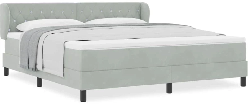 Κρεβάτι Box Spring με Στρώμα vidaXL Γκρι ανοιχτό 180x200 εκ. Βελούδο