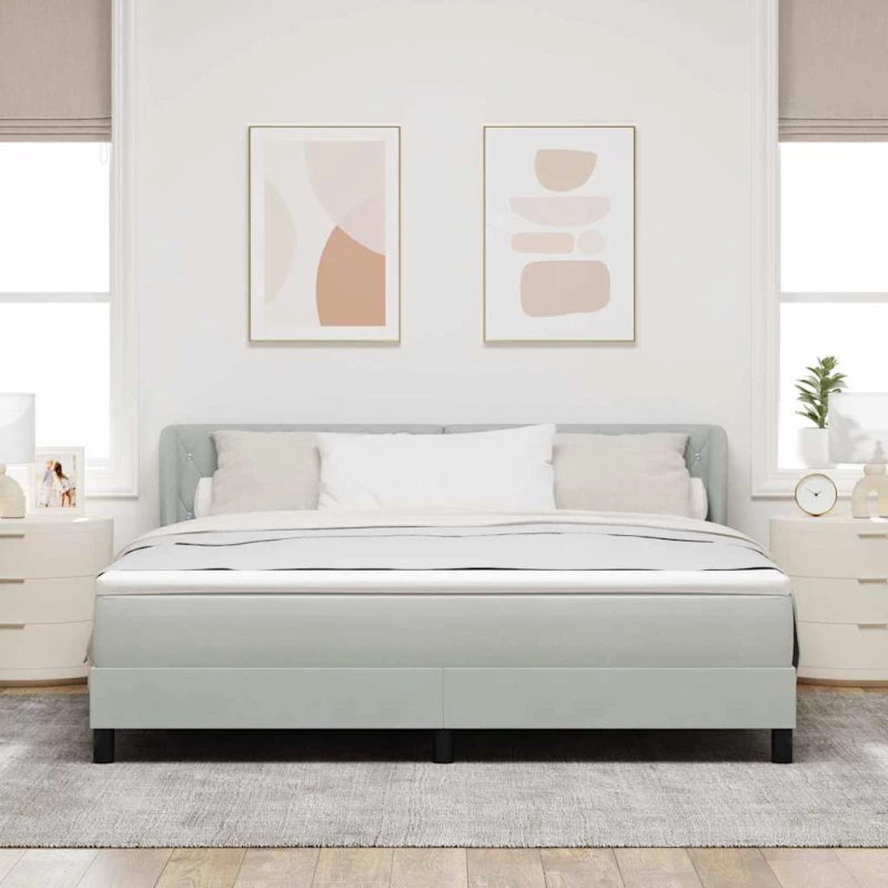 Κρεβάτι Box Spring με Στρώμα vidaXL Γκρι ανοιχτό 180x200 εκ. Βελούδο