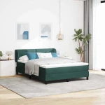 κρεβάτι box spring vidaXL με στρώμα - Σκούρο Πράσινο, 160x200 εκ, Βελούδο