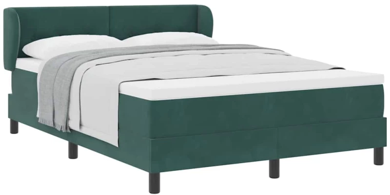 κρεβάτι box spring vidaXL με στρώμα - Σκούρο Πράσινο, 160x200 εκ, Βελούδο