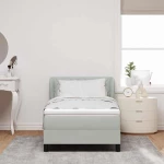 κρεβάτι Box Spring με στρώμα vidaXL ανοιχτό γκρι 90x200 εκ. Βελούδο