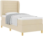 vidaXL Κρεβάτι Box Spring με Στρώμα σε Κρεμ, 100x200 cm, Υφασμάτινο