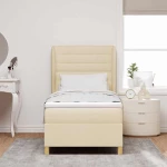 vidaXL Κρεβάτι Box Spring με Στρώμα σε Κρεμ, 100x200 cm, Υφασμάτινο