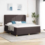 vidaXL Κρεβάτι Box Spring με Στρώμα Σκούρο Καφέ 180x200 εκ. Ύφασμα