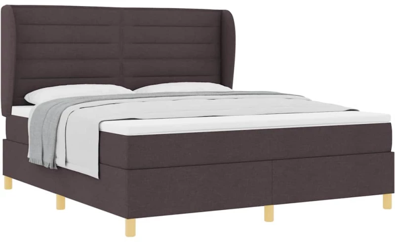 vidaXL Κρεβάτι Box Spring με Στρώμα Σκούρο Καφέ 180x200 εκ. Ύφασμα