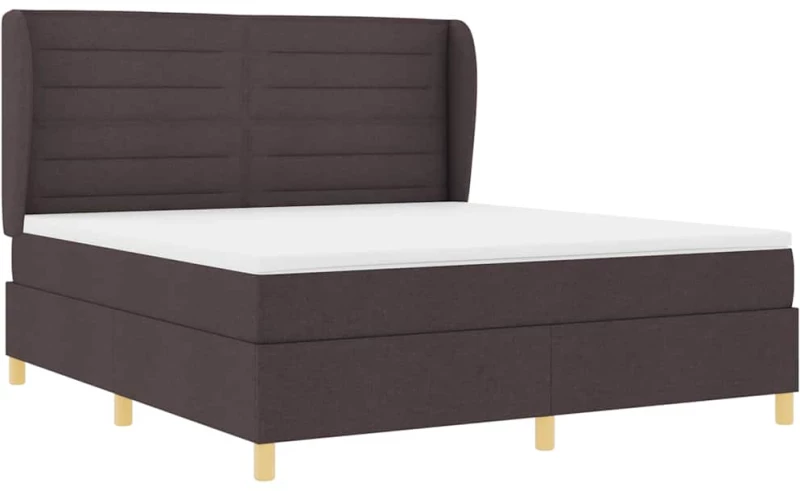 vidaXL Κρεβάτι Box Spring με Στρώμα Σκούρο Καφέ 180x200 εκ. Ύφασμα