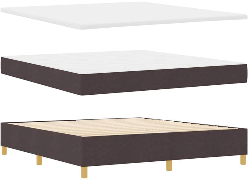 vidaXL Κρεβάτι Box Spring με Στρώμα Σκούρο Καφέ 180x200 εκ. Ύφασμα