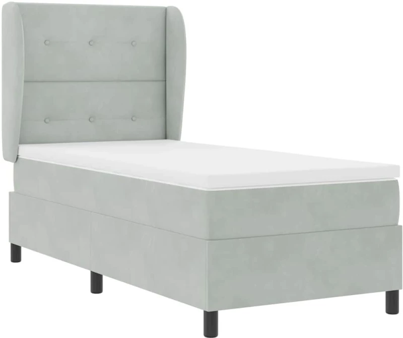 vidaXL Κρεβάτι Box Spring με Στρώμα Ανοιχτό Γκρι 100x200 εκ. Βελούδο