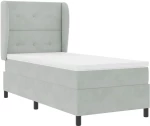 vidaXL Κρεβάτι Box Spring με Στρώμα Ανοιχτό Γκρι 100x200 εκ. Βελούδο
