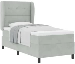 vidaXL Κρεβάτι Box Spring με Στρώμα Ανοιχτό Γκρι 100x200 εκ. Βελούδο