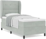 vidaXL Κρεβάτι Box Spring με Στρώμα Ανοιχτό Γκρι 100x200 εκ. Βελούδο