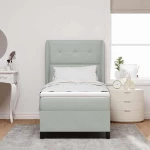 vidaXL Κρεβάτι Box Spring με Στρώμα Ανοιχτό Γκρι 100x200 εκ. Βελούδο