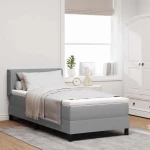 vidaXL Κρεβάτι Box Spring με Στρώμα - Γκρι Ανοιχτό, 80 x 200 cm, Υφασμάτινο.