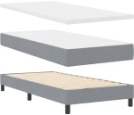 vidaXL Κρεβάτι Box Spring με Στρώμα - Γκρι Ανοιχτό, 80 x 200 cm, Υφασμάτινο.