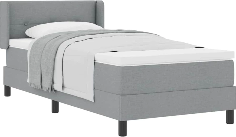 vidaXL Κρεβάτι Box Spring με Στρώμα - Γκρι Ανοιχτό, 80 x 200 cm, Υφασμάτινο.