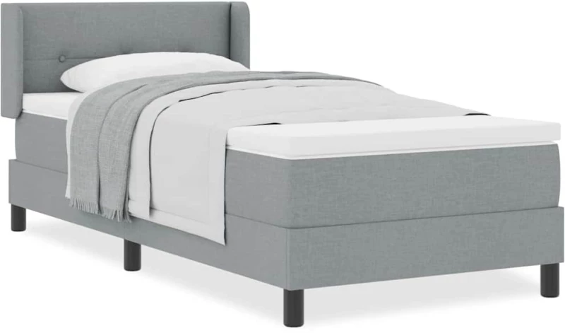 vidaXL Κρεβάτι Box Spring με Στρώμα - Γκρι Ανοιχτό, 80 x 200 cm, Υφασμάτινο.