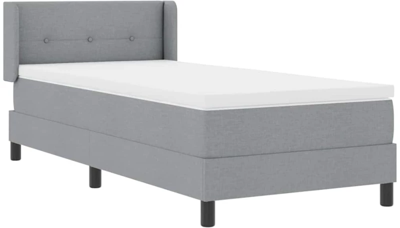 vidaXL Κρεβάτι Box Spring με Στρώμα - Γκρι Ανοιχτό, 80 x 200 cm, Υφασμάτινο.