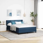 vidaXL Κρεβάτι με Ελατήριο και Στρώμα, Μπλε, 140 x 200 cm, Ύφασμα