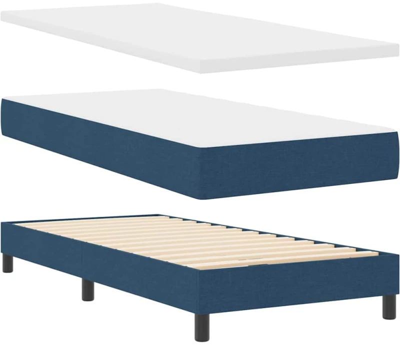 vidaXL Κρεβάτι με Ελατήριο και Στρώμα, Μπλε, 140 x 200 cm, Ύφασμα