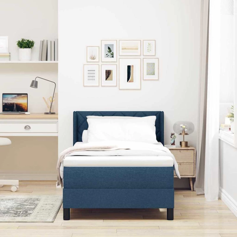 vidaXL Κρεβάτι Box Spring με Μάτισμα - Μπλε - 100 x 200 cm - Φάμπρικα