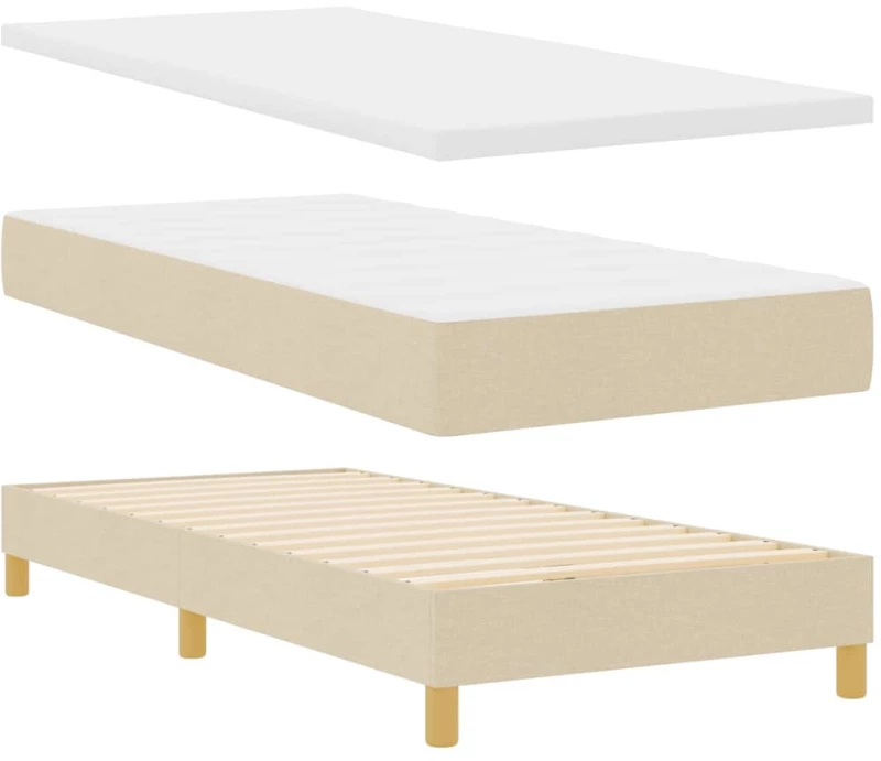 vidaXL Κρεβάτι Box Spring με στρώμα, κρέμα υφάσματος, 80 x 200 εκ.