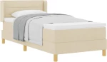 vidaXL Κρεβάτι Box Spring με στρώμα, κρέμα υφάσματος, 80 x 200 εκ.