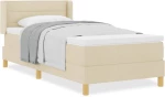 vidaXL Κρεβάτι Box Spring με στρώμα, κρέμα υφάσματος, 80 x 200 εκ.