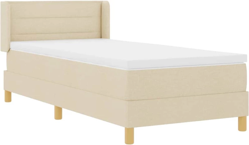 vidaXL Κρεβάτι Box Spring με στρώμα, κρέμα υφάσματος, 80 x 200 εκ.