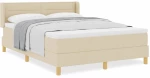 vidaXL Κρεβάτι Box Spring με Στρώμα - Κρέμα - 140 x 200 cm - Υφασμα