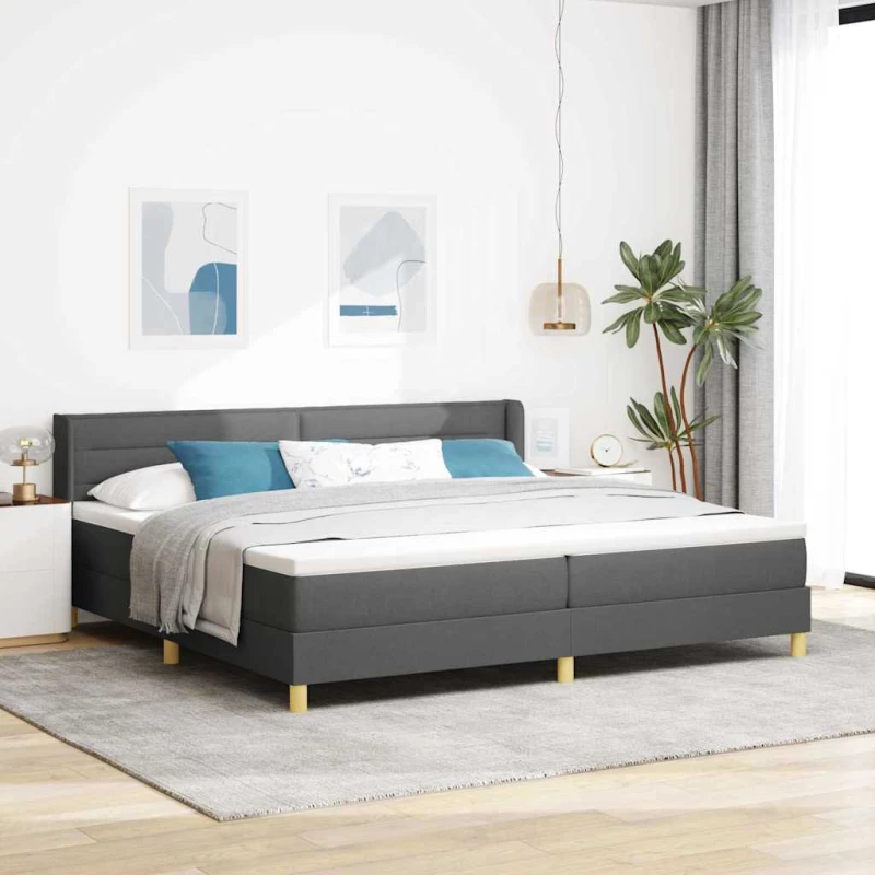 vidaXL Κρεβάτι Box Spring με Στρώμα Σκούρο Γκρι, 200 x 200 εκ. Υφασμάτινη.