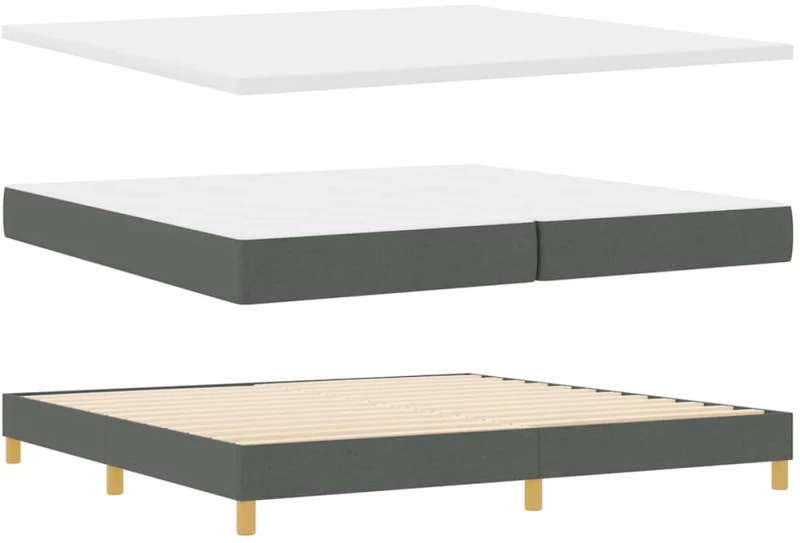 vidaXL Κρεβάτι Box Spring με Στρώμα Σκούρο Γκρι, 200 x 200 εκ. Υφασμάτινη.