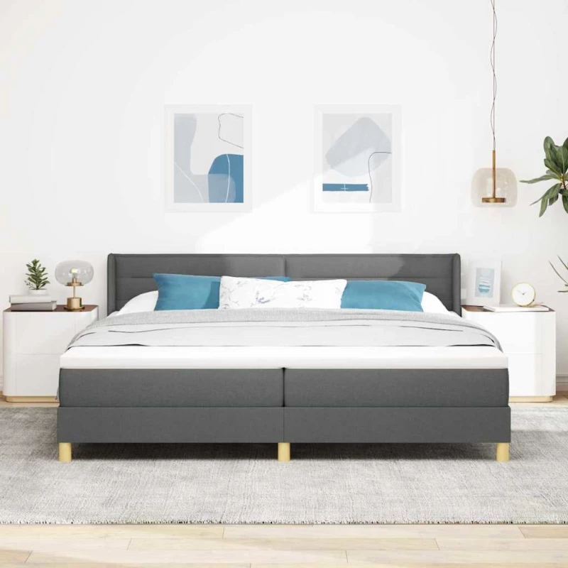 vidaXL Κρεβάτι Box Spring με Στρώμα Σκούρο Γκρι, 200 x 200 εκ. Υφασμάτινη.