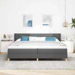 vidaXL Κρεβάτι Box Spring με Στρώμα Σκούρο Γκρι, 200 x 200 εκ. Υφασμάτινη.