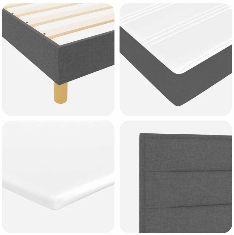 vidaXL Κρεβάτι Box Spring με Στρώμα Σκούρο Γκρι, 200 x 200 εκ. Υφασμάτινη.