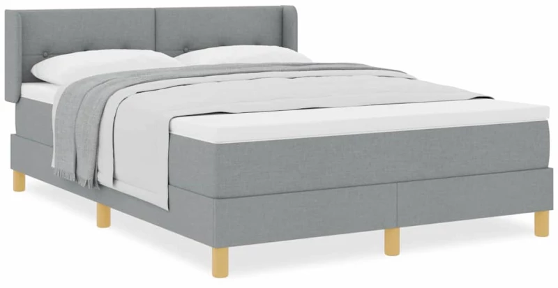vidaXL Κρεβάτι Box Spring με Στρώμα σε Γκρι Ανοιχτό, 140 x 200cm, Ύφασμα