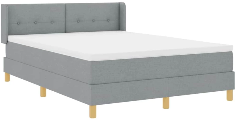 vidaXL Κρεβάτι Box Spring με Στρώμα σε Γκρι Ανοιχτό, 140 x 200cm, Ύφασμα