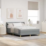 vidaXL Κρεβάτι Box Spring με Στρώμα - Ανοιχτό Γκρι, 160x200 εκ. Υφασμάτινο