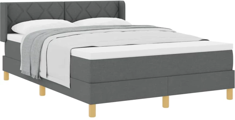 vidaXL Κρεβάτι Box Spring με Στρώμα Σκούρο Γκρι, 140 x 190 εκ., Ύφασμα