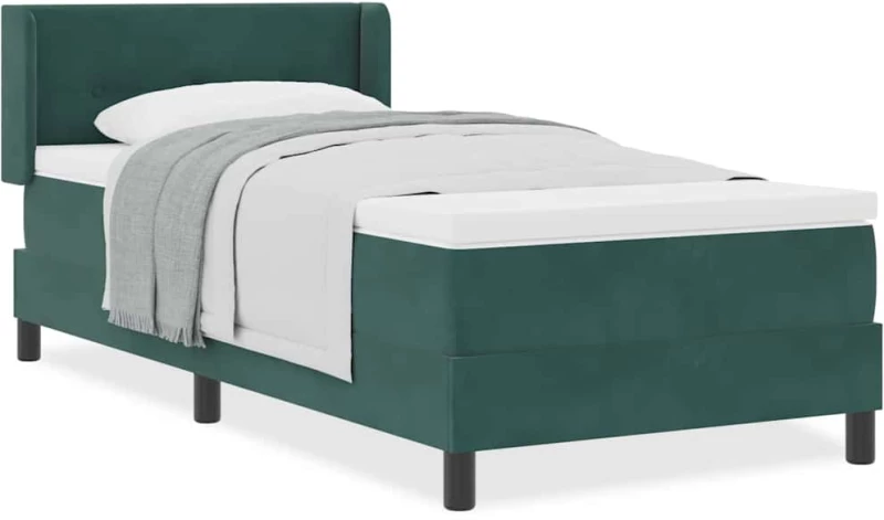 κρεβάτι Box Spring vidaXL με στρώμα Σκούρο Πράσινο 80x200 εκ. Βελούδο