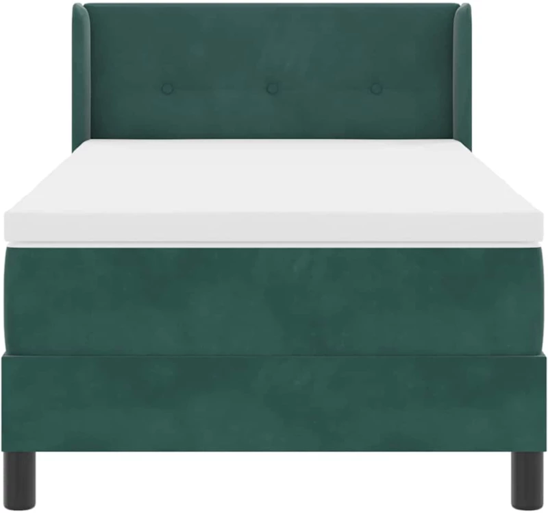 κρεβάτι Box Spring vidaXL με στρώμα Σκούρο Πράσινο 80x200 εκ. Βελούδο