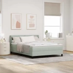 vidaXL Κρεβάτι Box Spring με Στρώμα Ανοιχτό Γκρι 160x200 εκ. Βελούδο