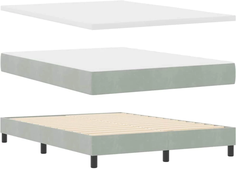 vidaXL Κρεβάτι Box Spring με Στρώμα Ανοιχτό Γκρι 160x200 εκ. Βελούδο