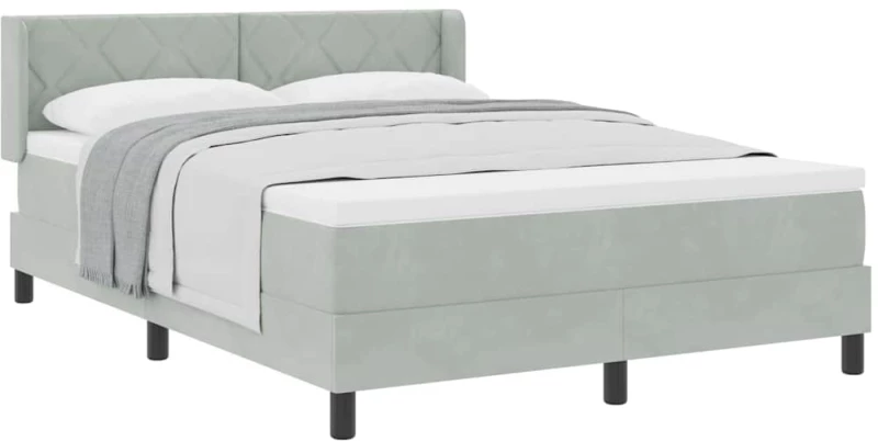 vidaXL Κρεβάτι Box Spring με Στρώμα Ανοιχτό Γκρι 160x200 εκ. Βελούδο