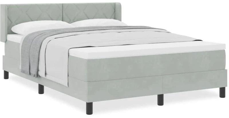 vidaXL Κρεβάτι Box Spring με Στρώμα Ανοιχτό Γκρι 160x200 εκ. Βελούδο